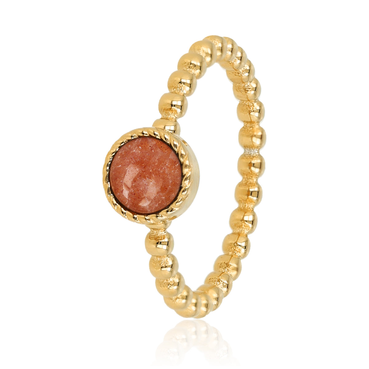 Bolletjes Ring met Ronde Edelsteen • Berry Quartz