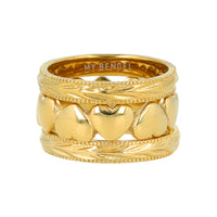 Gouden ringenset - 1x hartjes - 2x aanschuifring