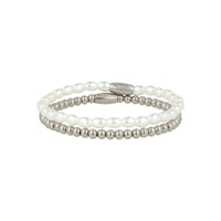Armband-Sets Silber mit weißen Perlen