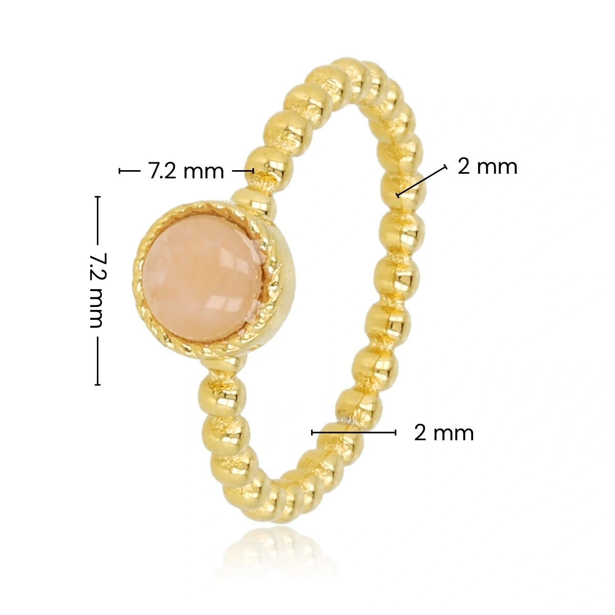 Beaded Ring with Round Gemstone • Rose Quartz
