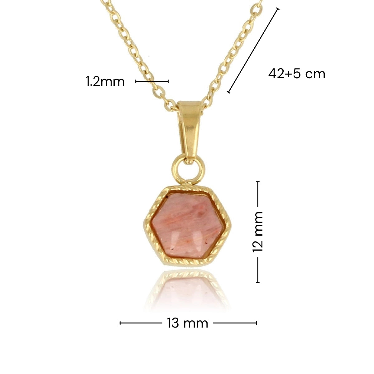 Gouden ketting met Rhodonite zeshoek hanger