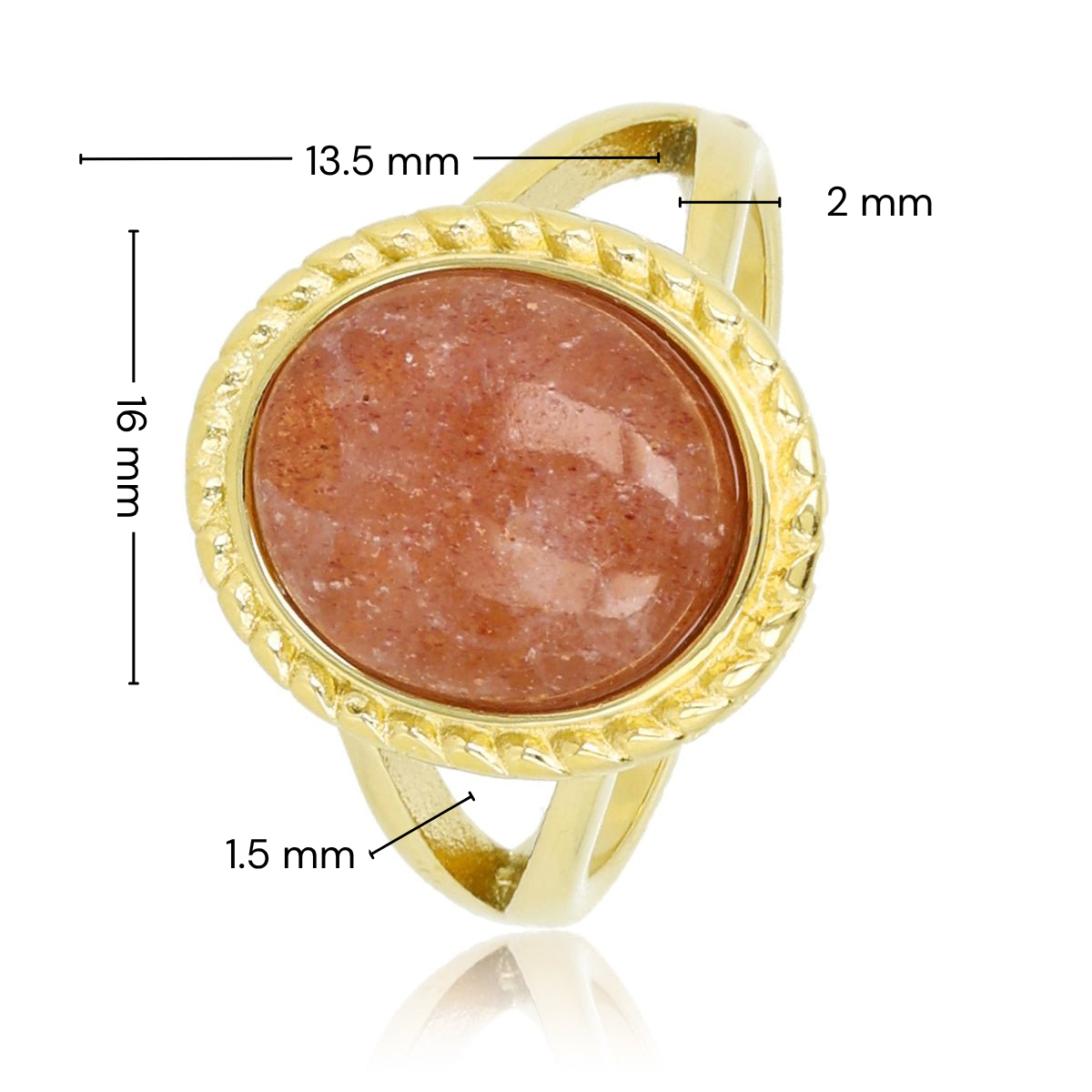 Vintage Ring with Gemstone & Twisted Edge • Berry Quartz