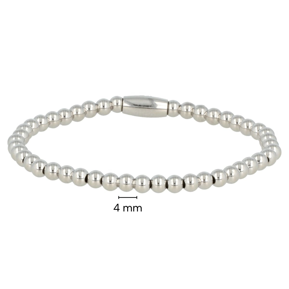 Silver women's bracelet with 4mm stainless steel beads
