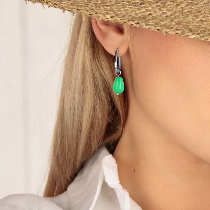 Silver Oval & Chrysoprase Elegance Earrings