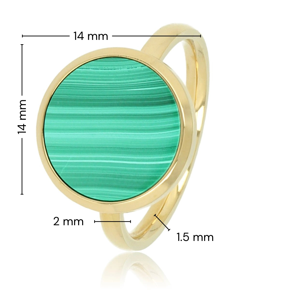 Gold ring with Malachite - unique green stone - Stainless steel