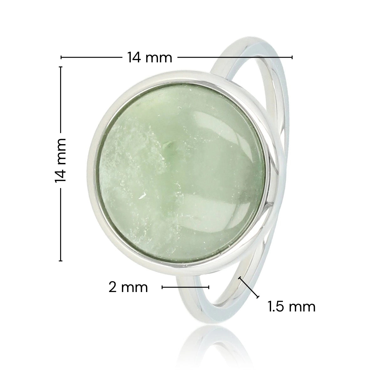 Silberner Ring - grüner Fluorit Edelstein - Selbstvertrauen