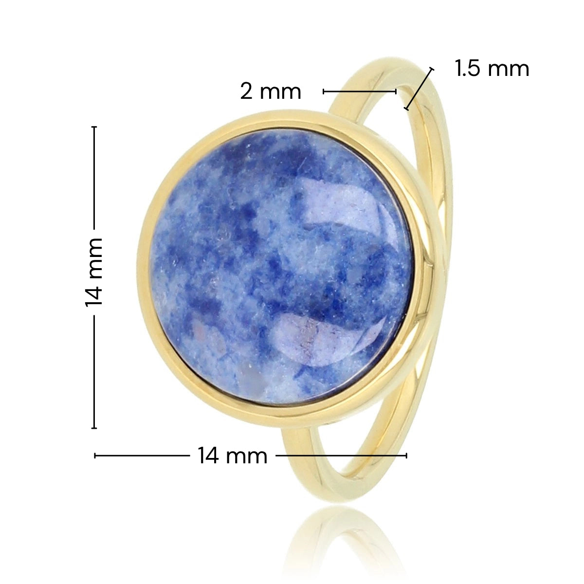 Gold ring - lapis lazuli gemstone - 14K gold plated