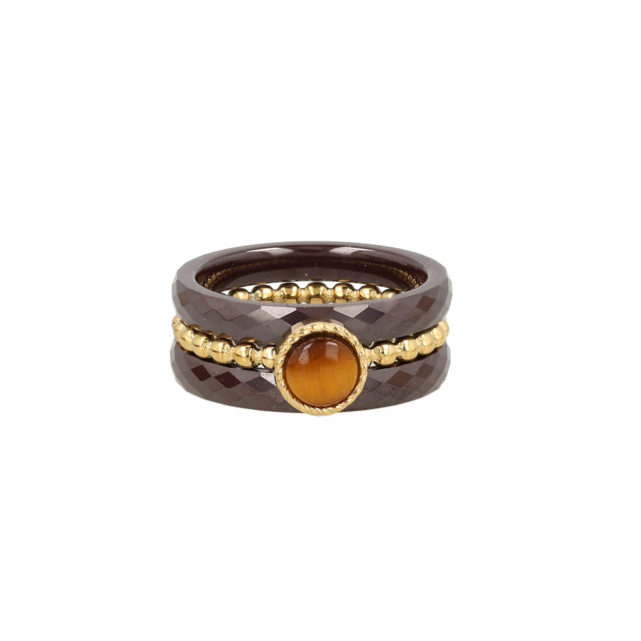 Ring Set Tiger Eye & Ceramic