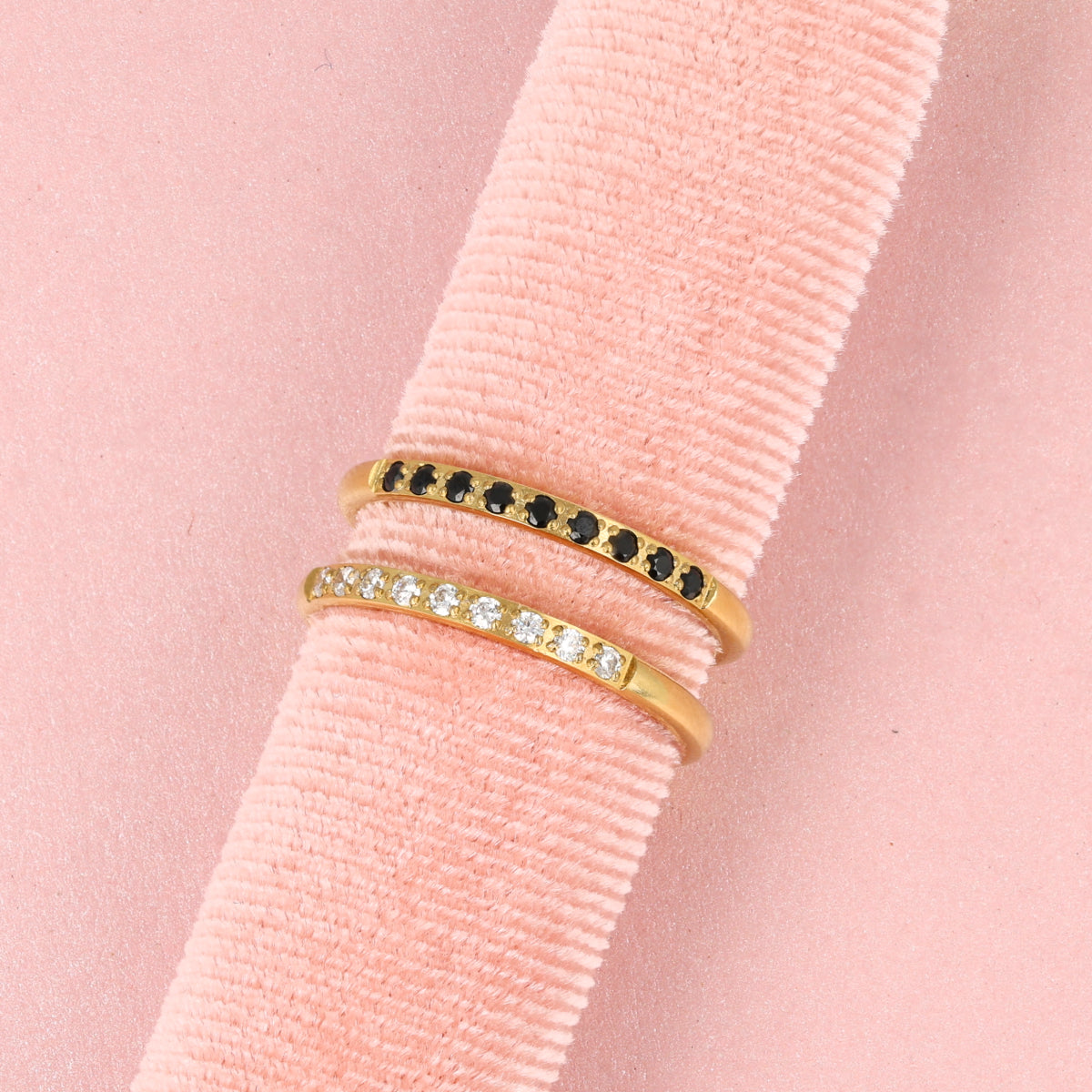Ringset Zirkonia – Weiß und Schwarz