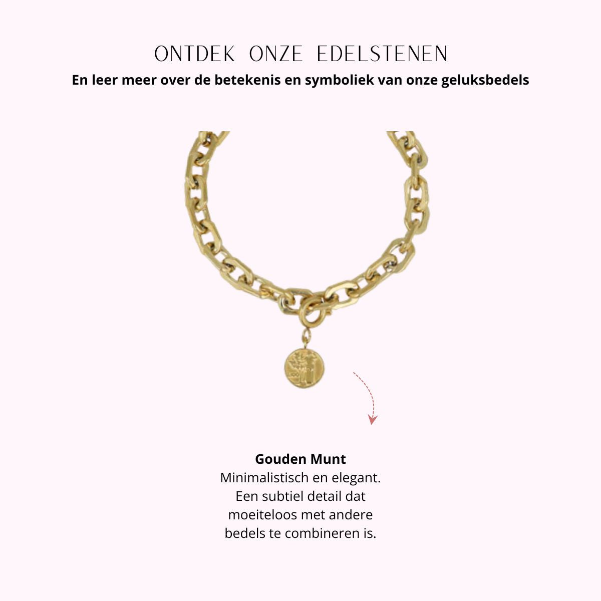 Chunky chain bracelet with coin charm