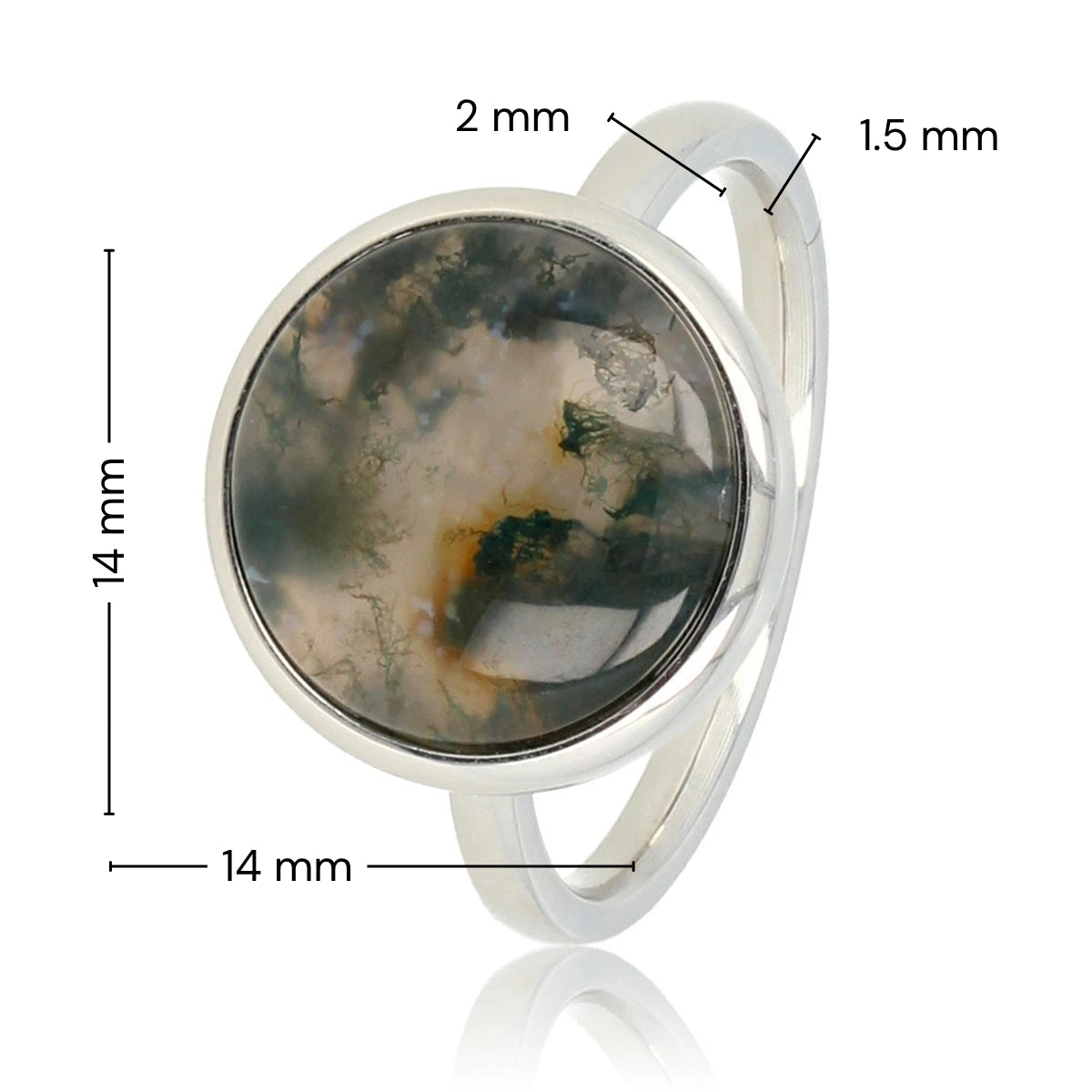 Zilveren ring - Moss Agate edelsteen - elegant en modern