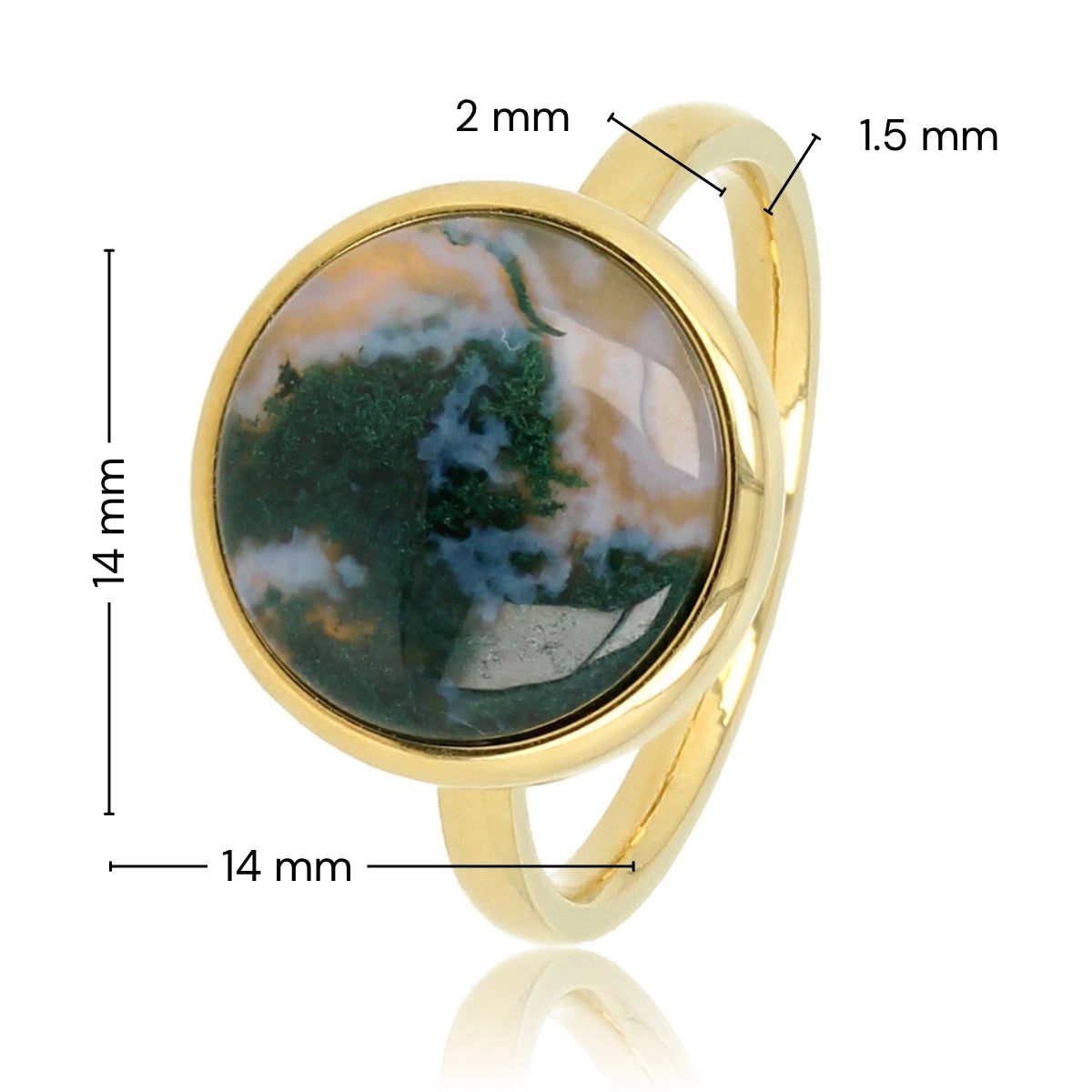 Modern Gold Ring with Moss Agate Gemstone