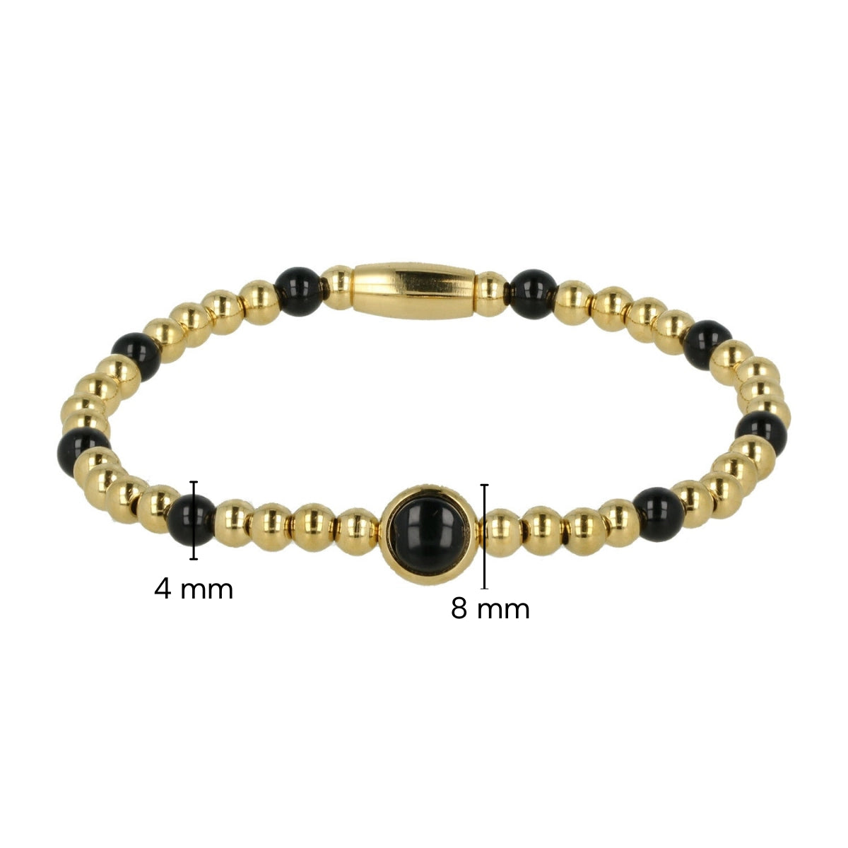 Gemstone bracelet with Onyx charm and stainless steel