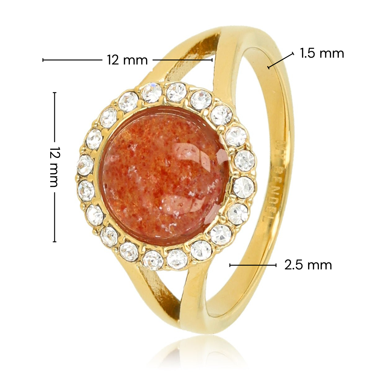 Elegante Ring met Edelsteen & Zirkonia • Berry Quartz