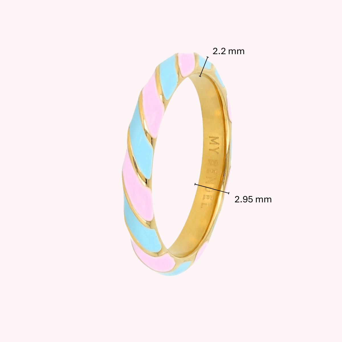 Gold ring - blue and lilac epoxy - 3mm wide - trendy