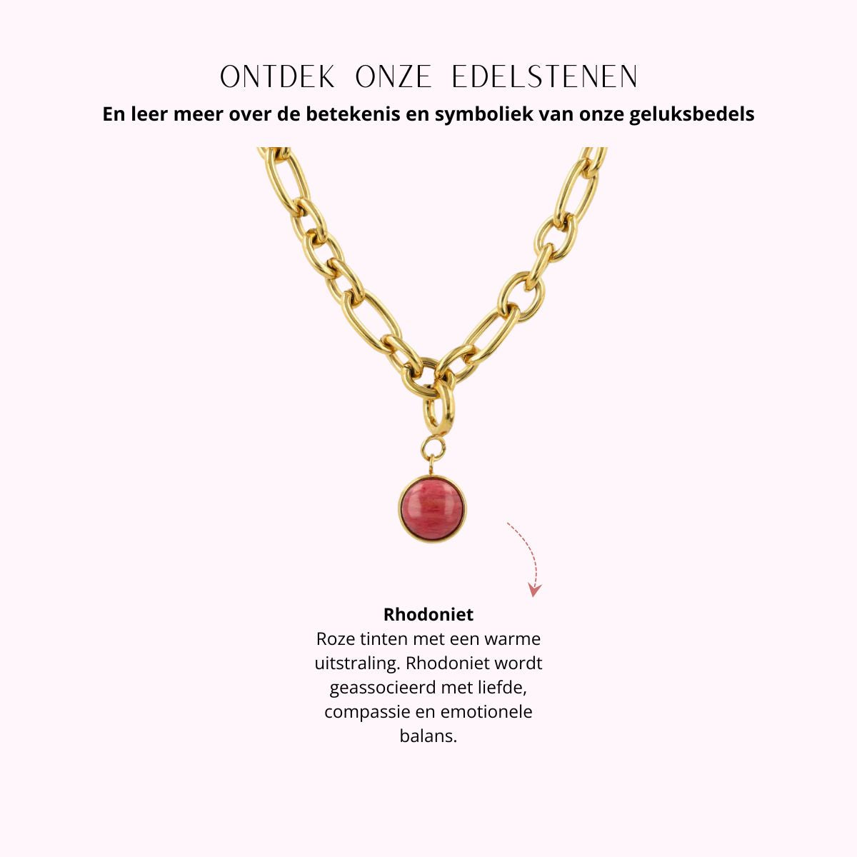 Ketting met Rhodonite - Geboortesteen Juli