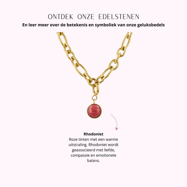 Ketting met Rhodonite - Geboortesteen Juli