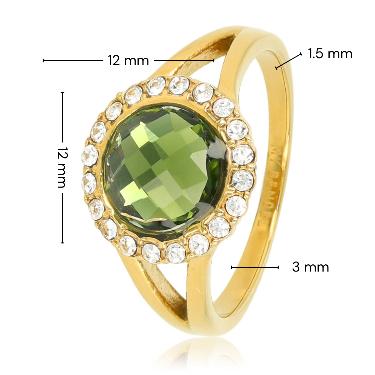 Elegante Ring met Glassteen & Zirkonia • Groen
