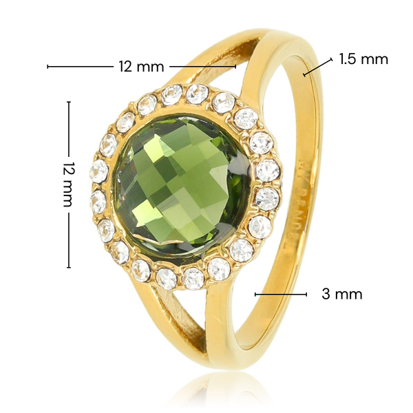 Eleganter Ring mit Glasstein & Zirkonia • Grün
