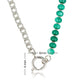 Zilveren Schakelketting met Green Agate Edelstenen