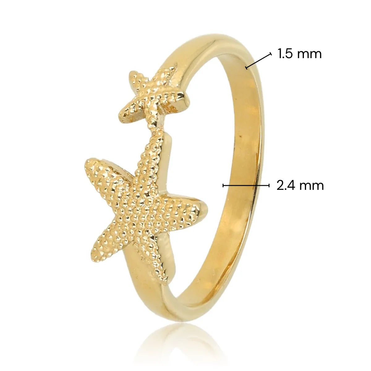 Gold ring - two gold starfish - summery look