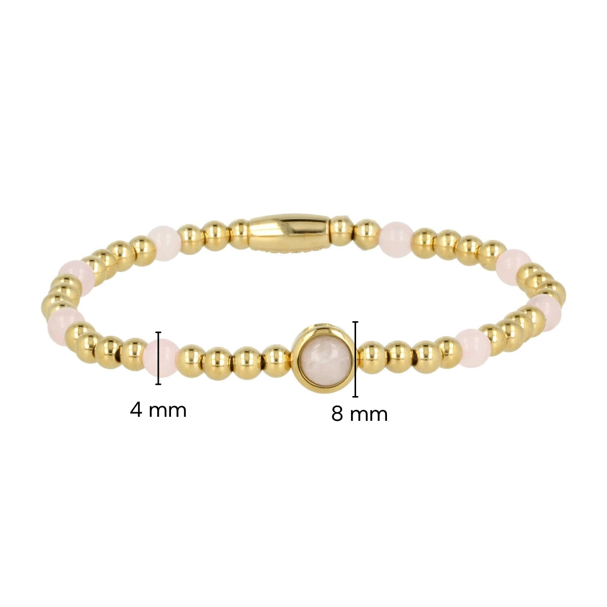 Gold Charm Bracelet with Rose Quartz Gemstone