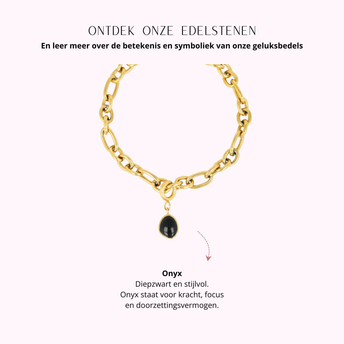 Armband met Onyx - Geboortesteen December