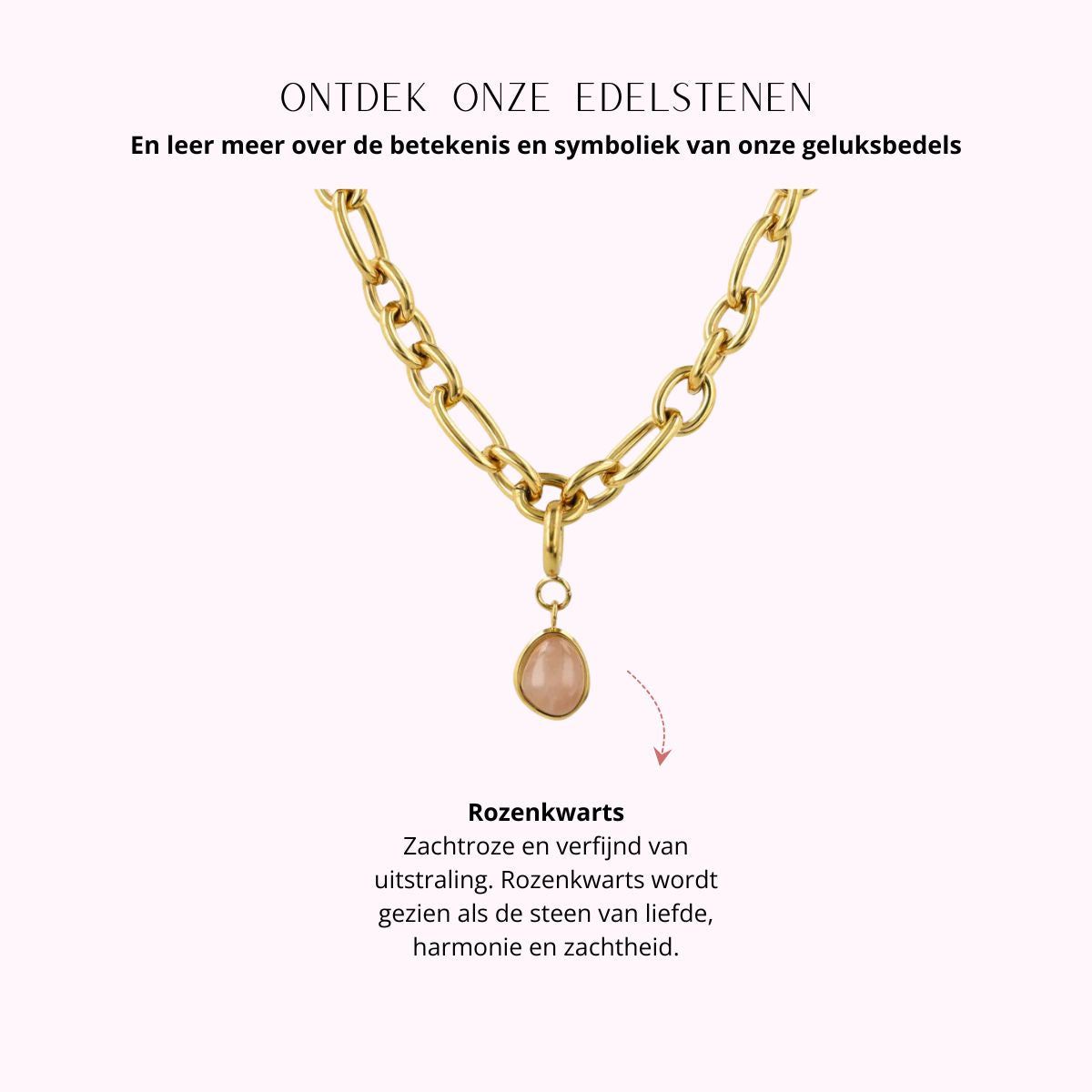 Necklace with Rose Quartz - Birthstone October