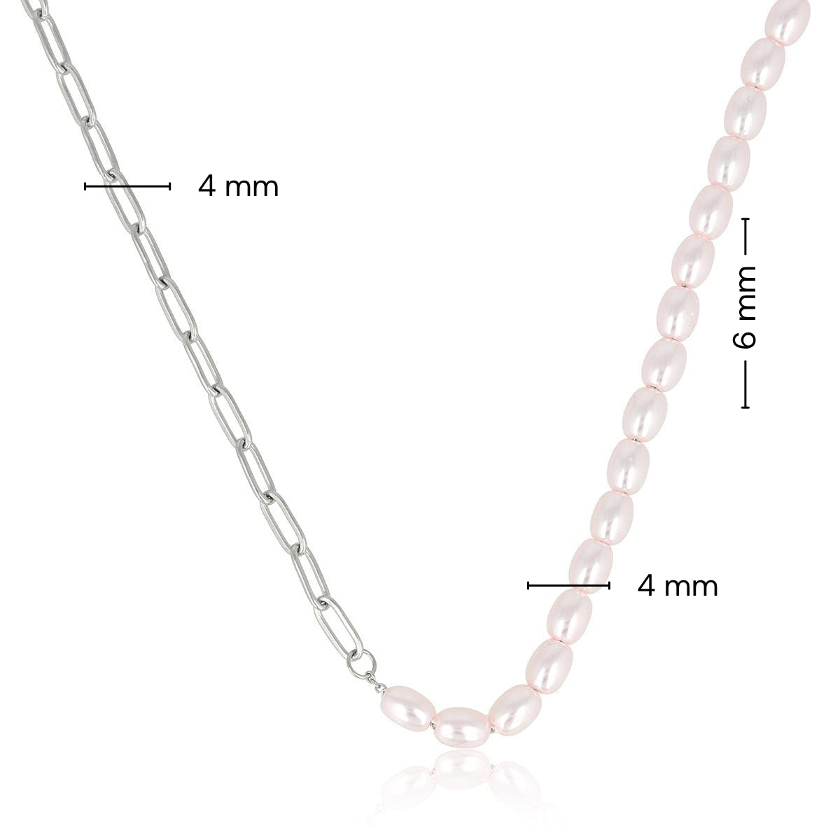 Silver Link Chain with Pink Pearls