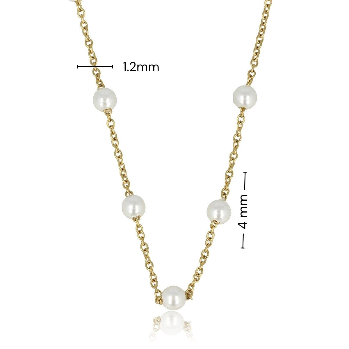 Gold Link Chain with White Pearls - Fine Design