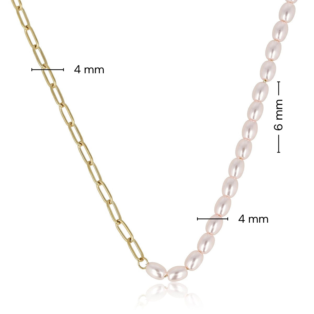 Gold Link Chain with Pink Pearls