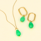 Gouden Ketting met Chrysoprase Peervormige Hanger