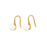 Elegante Gouden Oorbellen met Keramieken Witte Bol