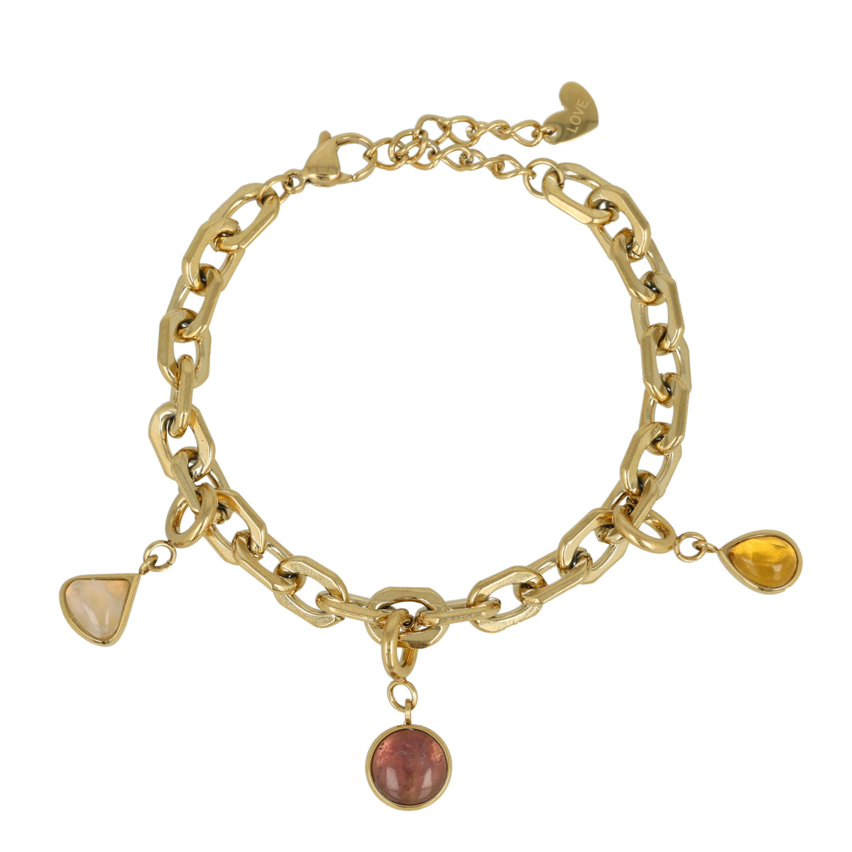 Schakelarmband met edelstenen bedels