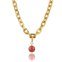 Grove schakelketting met Rhodoniet bedel