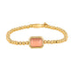 Bracelet with Rectangular Gemstone and Ridged Edge • Pink Moonstone