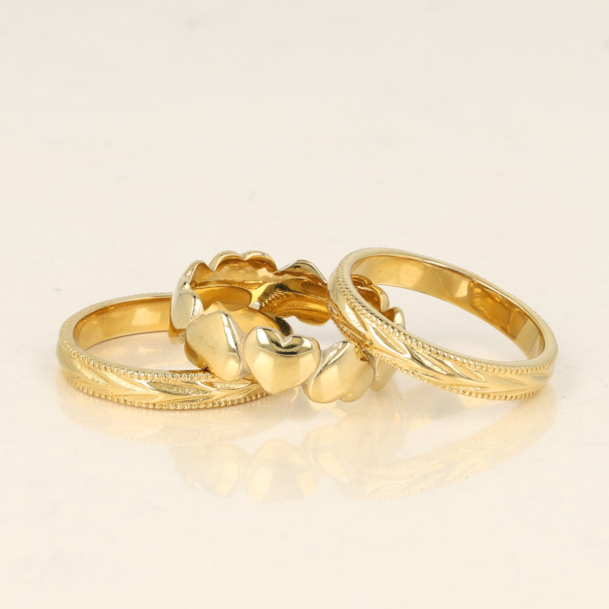 Gouden ringenset hartjes