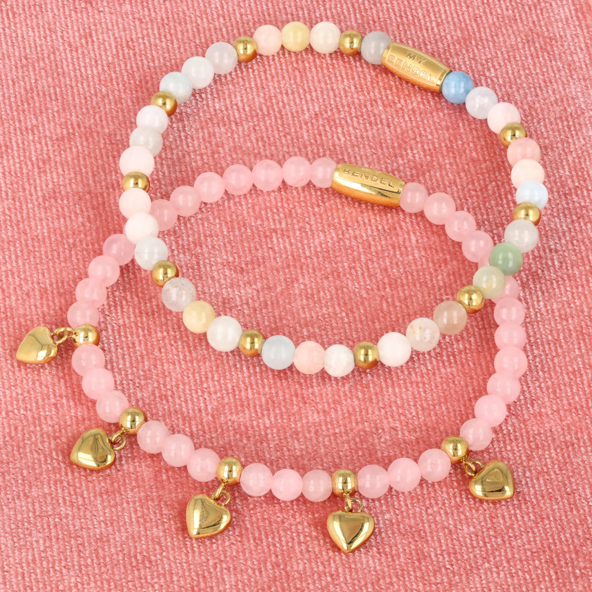 Armband-Set mit rosa Edelsteinen