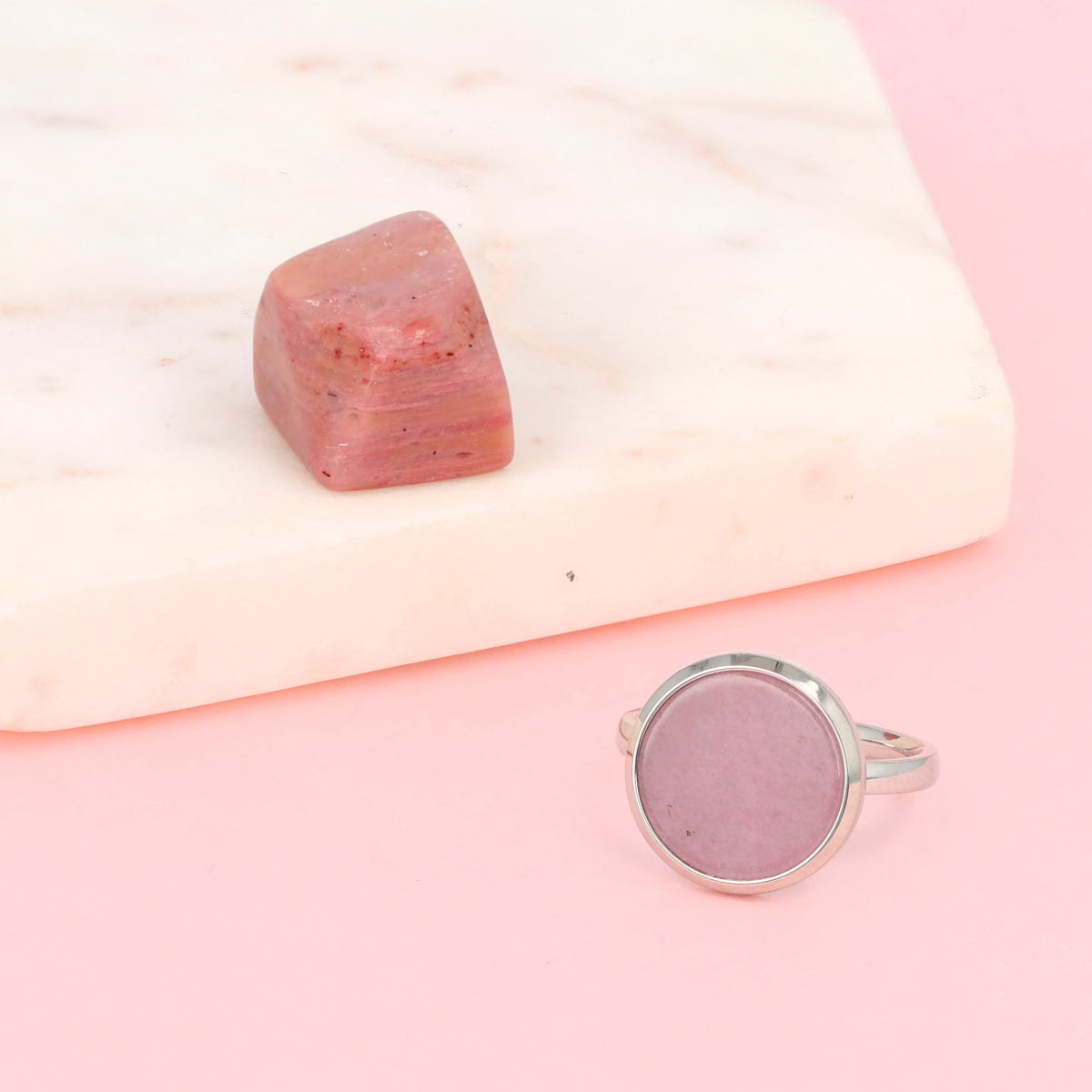 Rhodonit Silberring mit echtem Edelstein