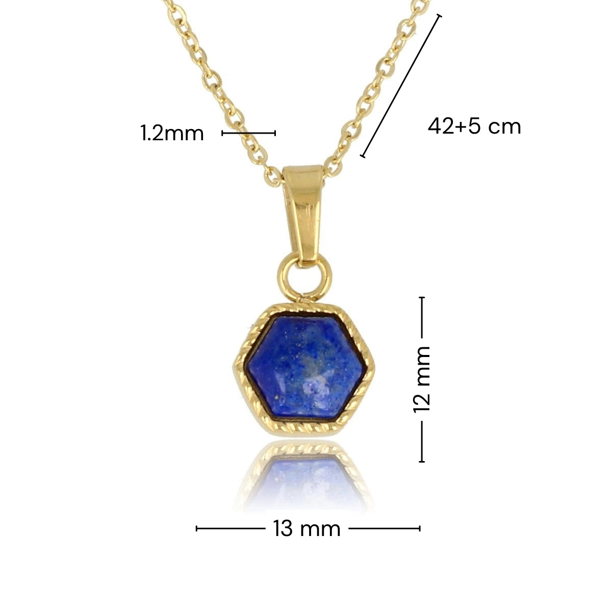 Gouden Ketting met Zeshoek Lapis Lazuli Hanger