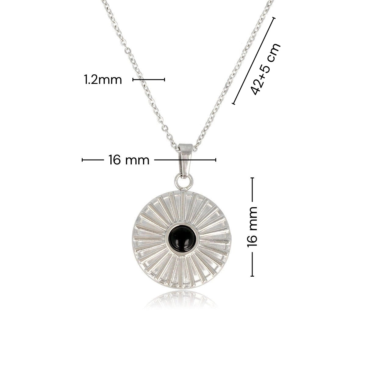 Zilveren Onyx Zonnetjes Ketting - Fijne Schakelketting