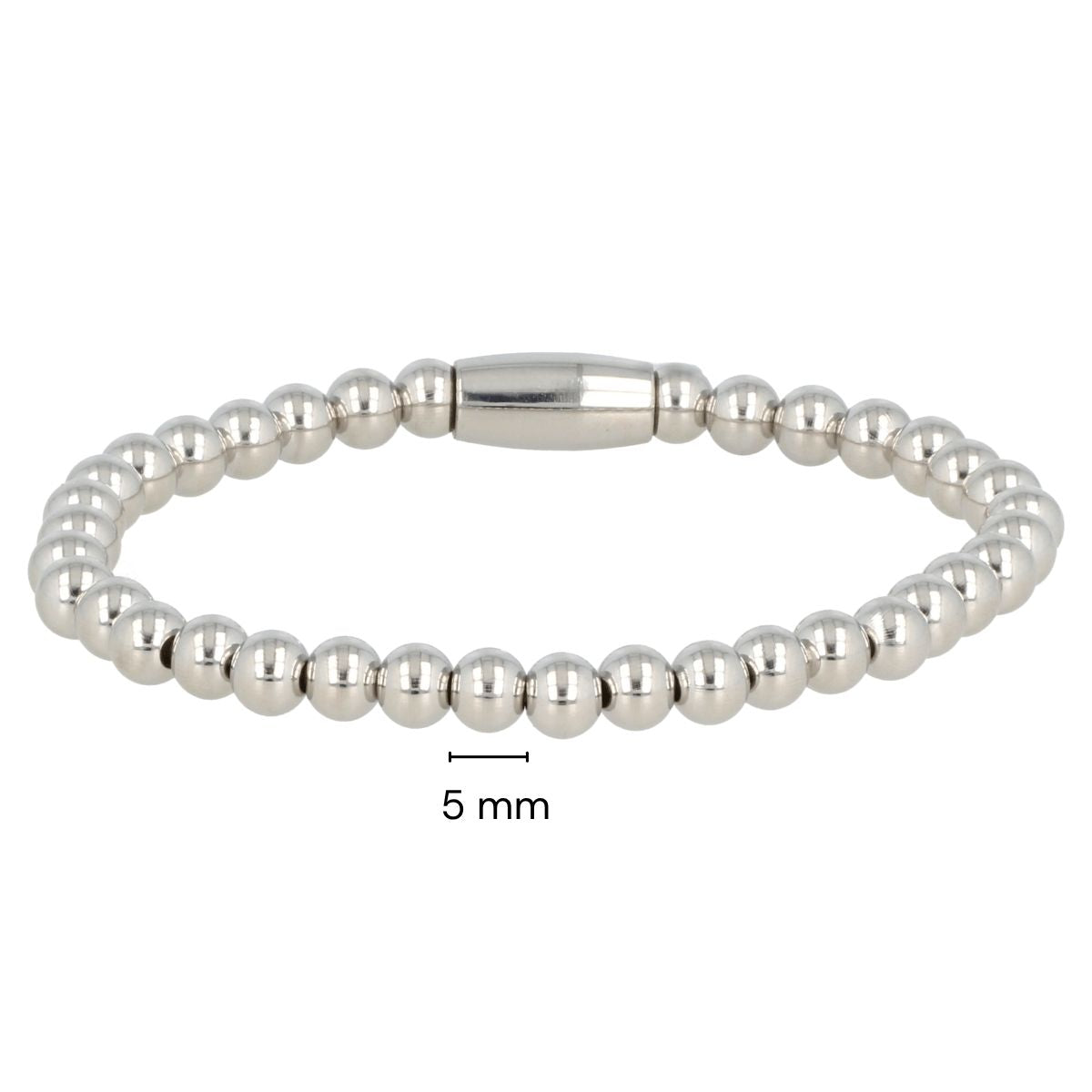Silver women's bracelet with 5mm stainless steel beads
