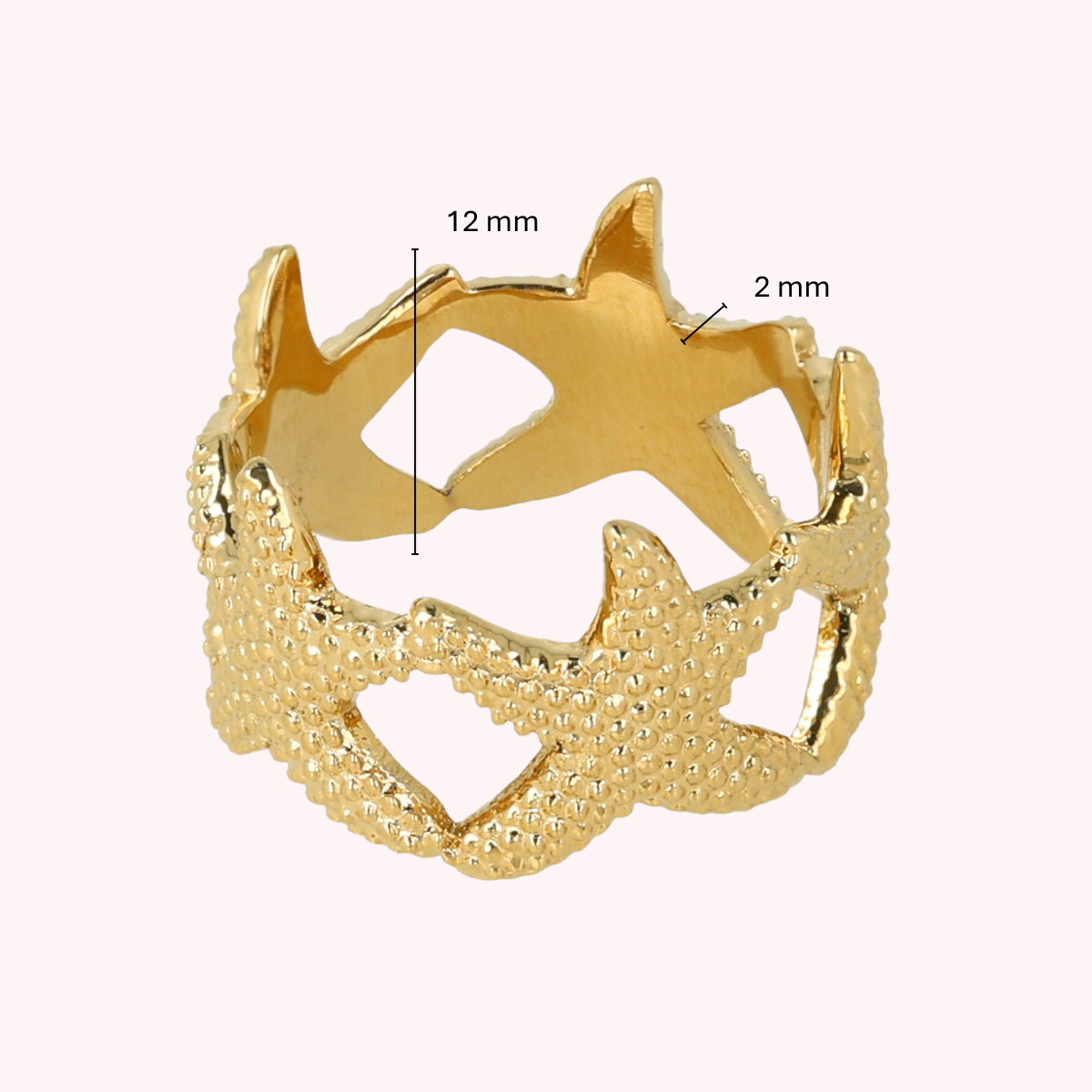 Wide gold ring - Playful starfish - Summery charm