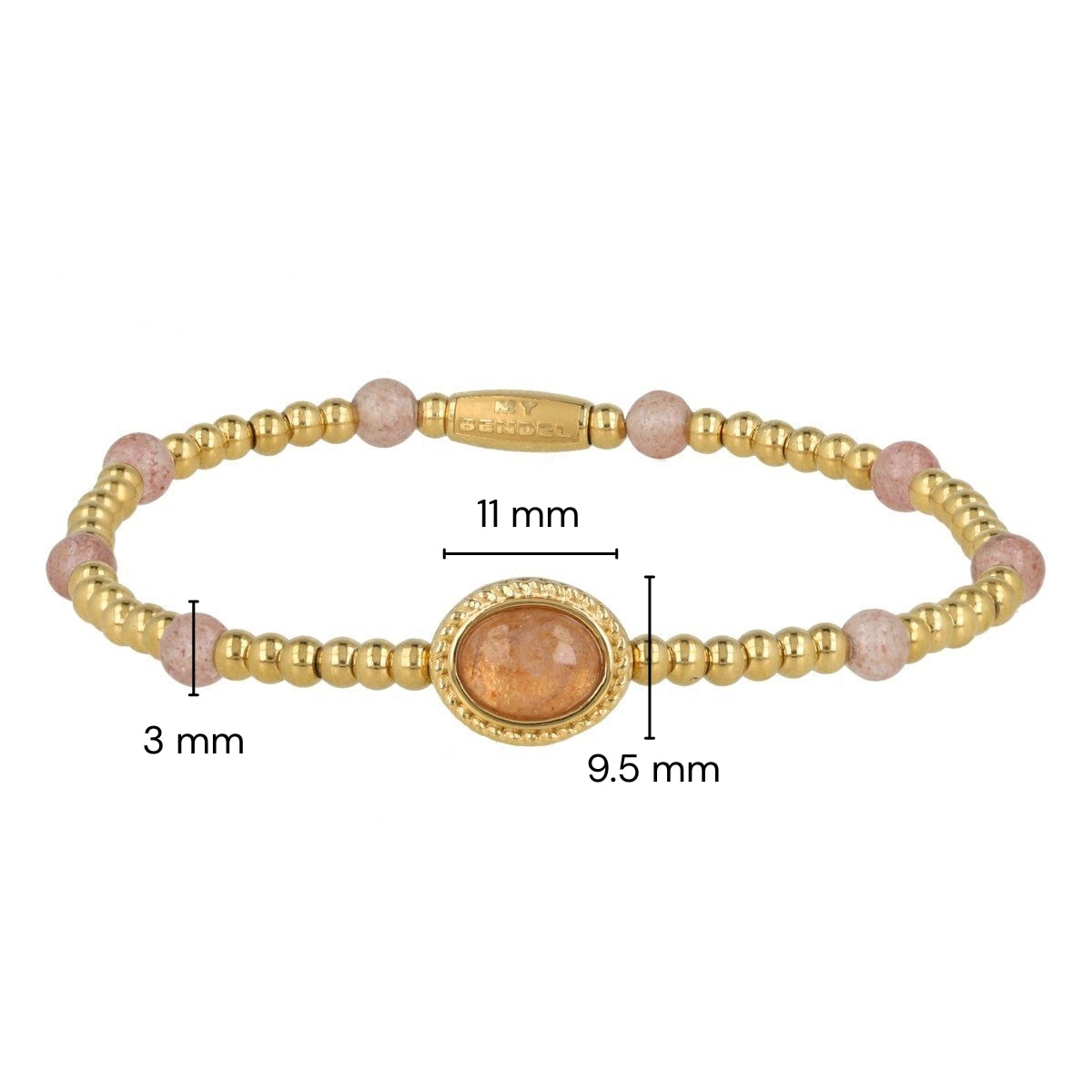 Vintage Gold Bracelet with Berry Quartz beads