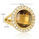 Eleganter Ring mit rundem Glasstein & Zirkonia • Smoky Topaz