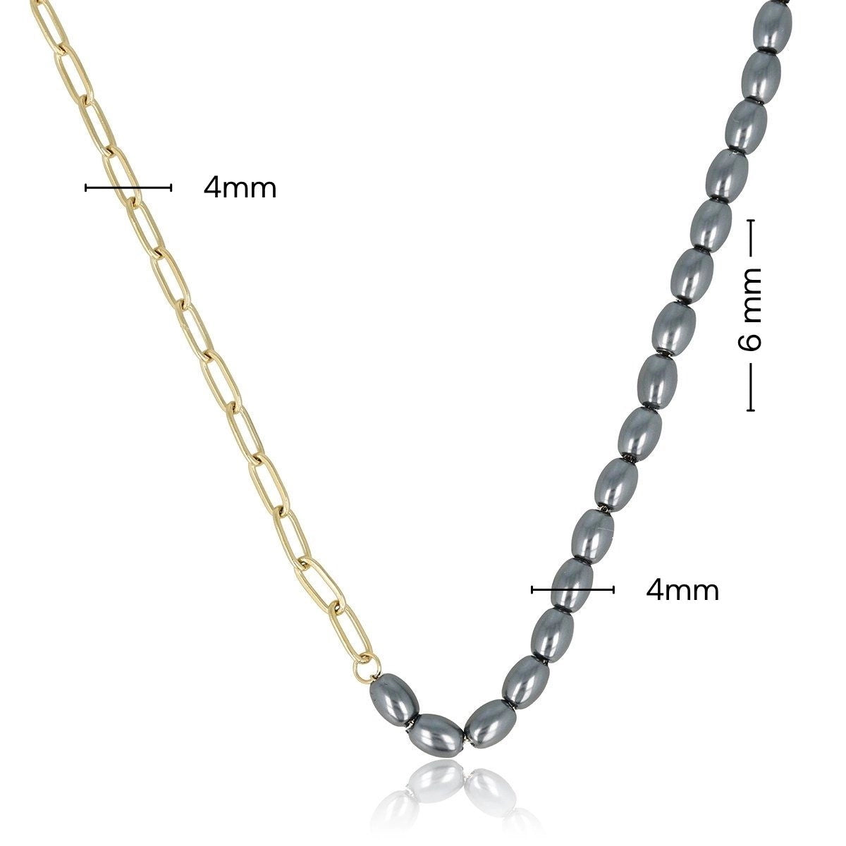 Gold Link Chain with Black Pearls