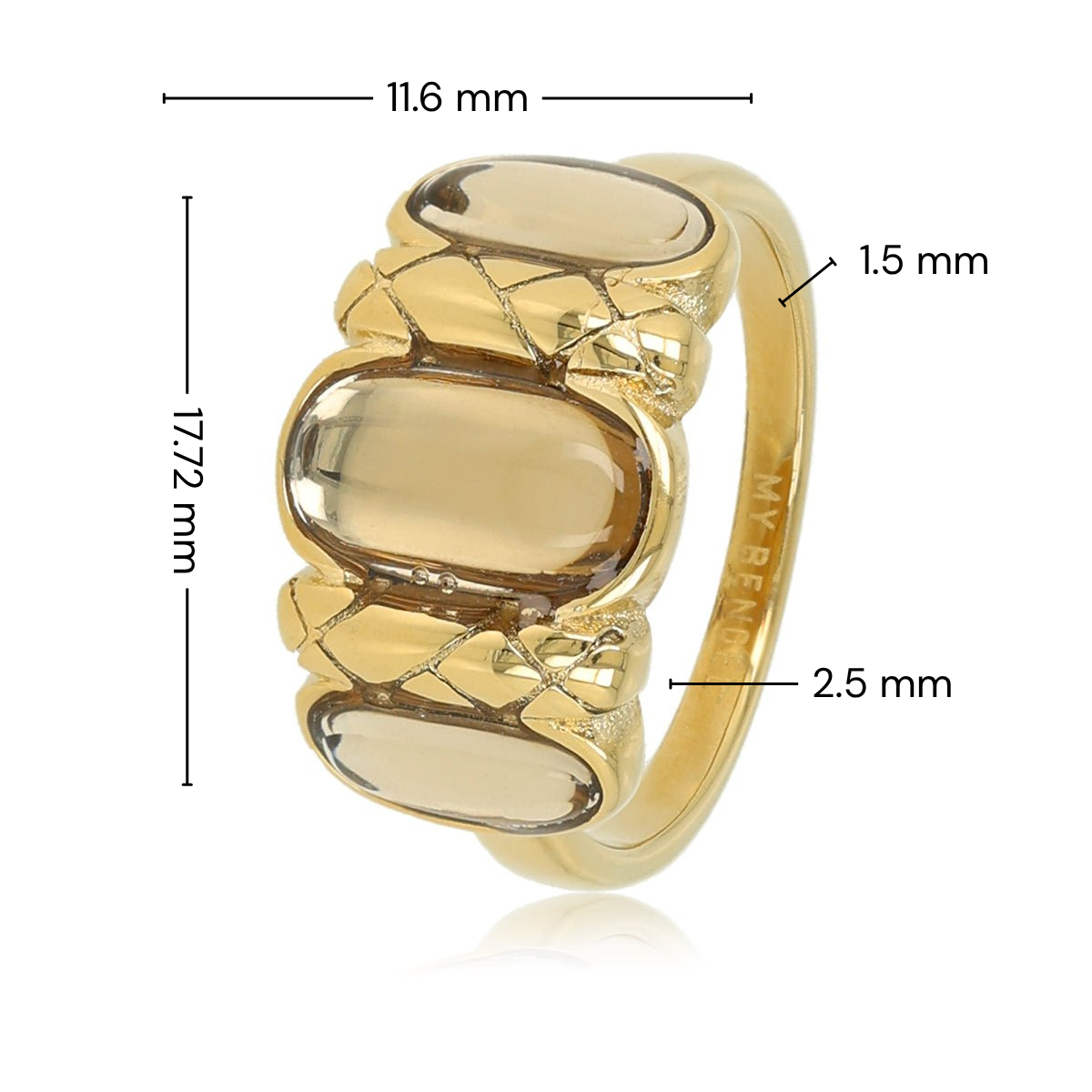 Vintage Romance Ring mit Glassteinen • Rauchiger Topas