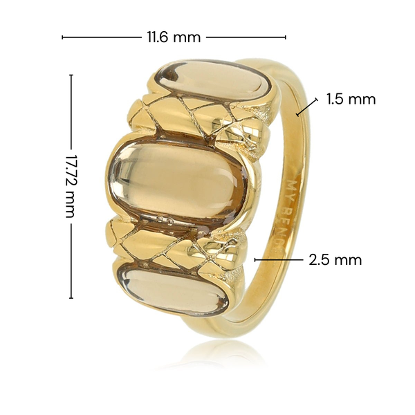 Vintage Romance Ring met Glasstenen • Smoky Topaz