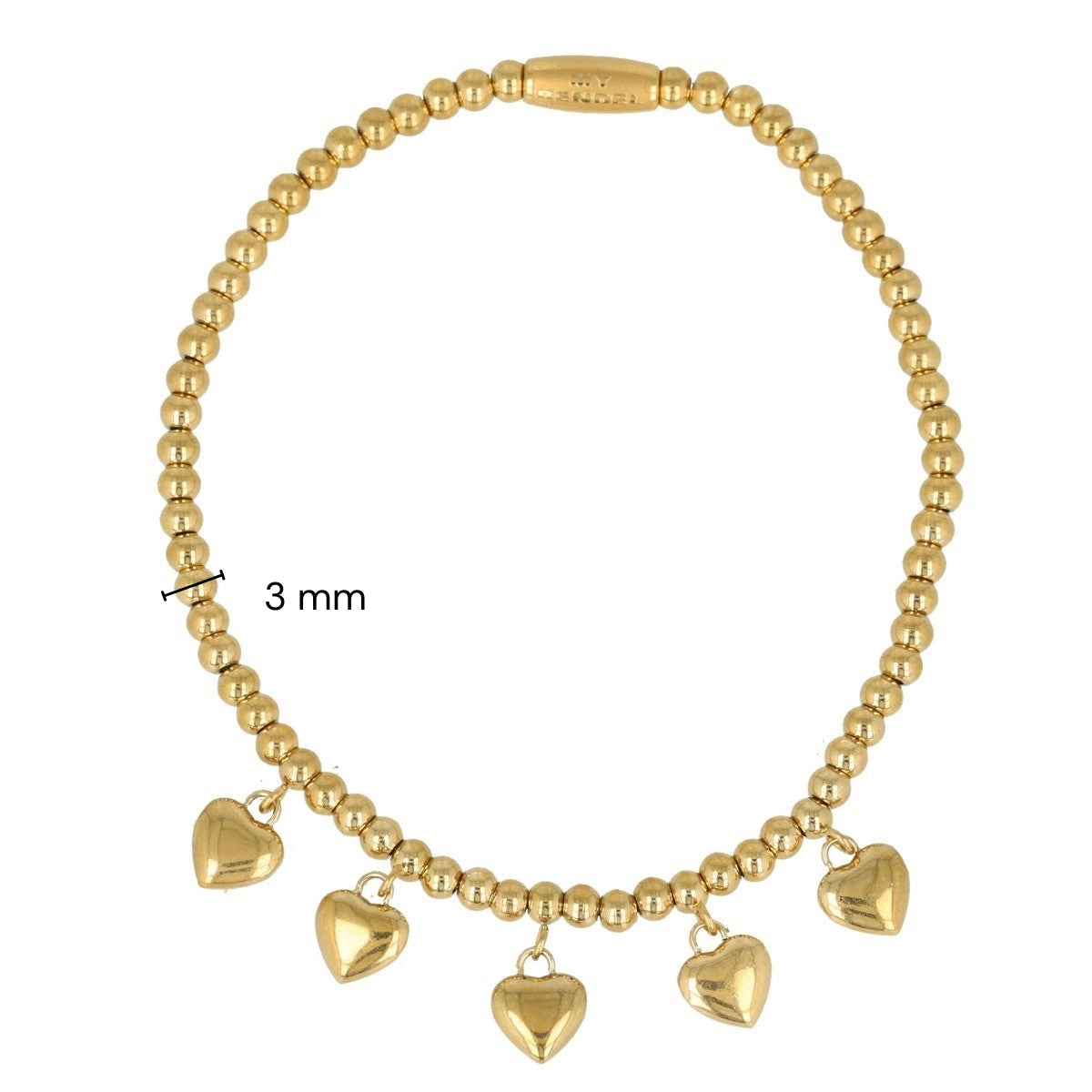 Elastische Armband met Harten bedels - Stijlvol Accessoire