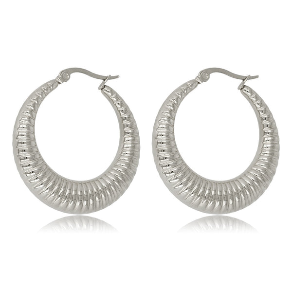 33 mm brede zilveren oorring met unieke afwerking 33x7mm - My Bendel